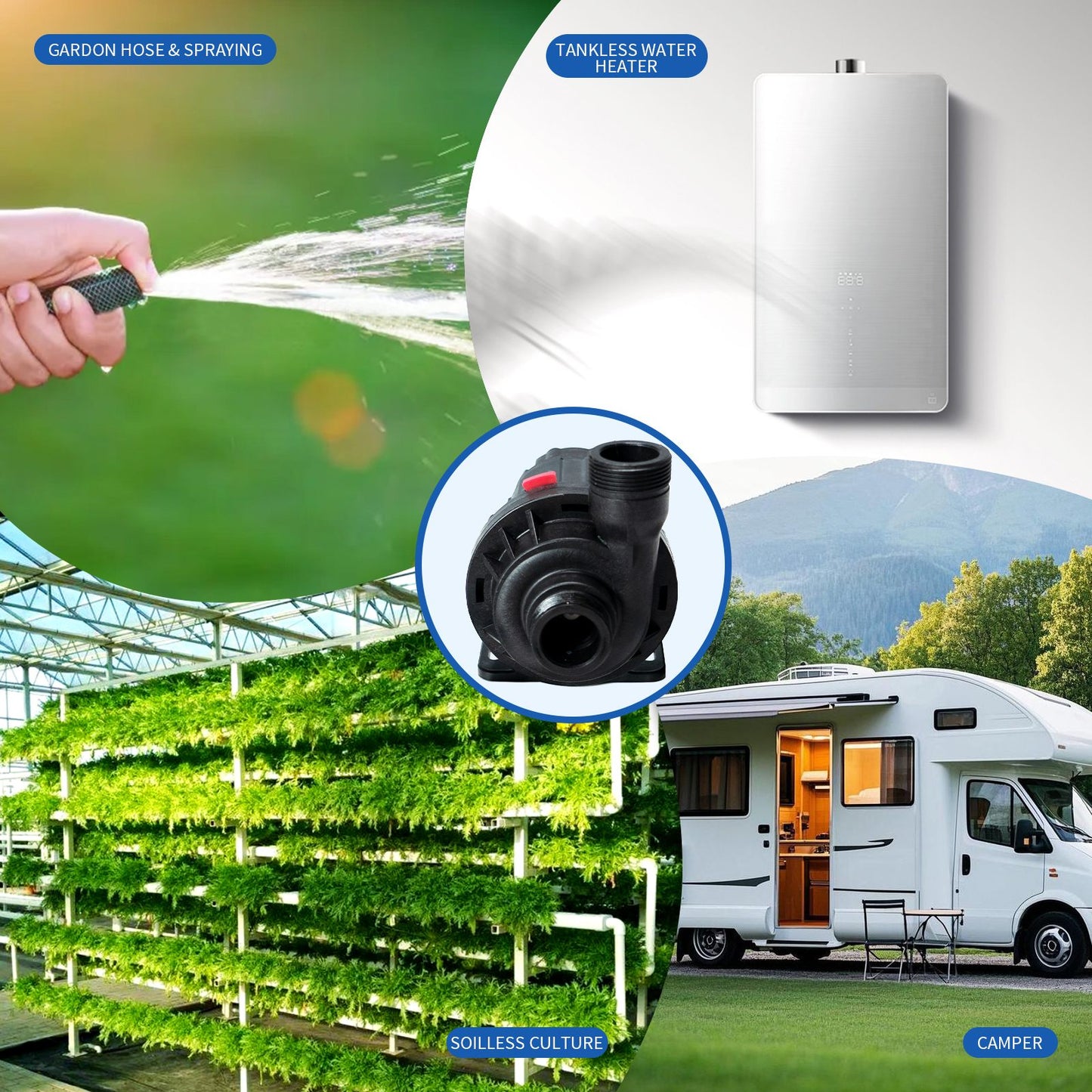 JDPUMP WP-DC80A/G/F DC24V Water Pump for Pet Water Fountain and Water Cooling for Cold Plunge 1/2HP 1HP chiller bathtub conversion